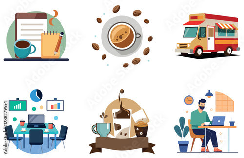 Cozy Morning Coffee Bundle. A Rich Aroma Collection Stickers