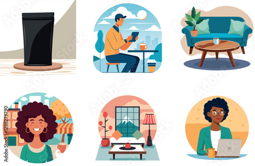Blurred Background Coffee Bundle Collection Stickers