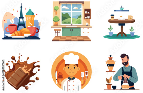 Modern Kitchen Bundle. Coffee Stainless Steel Collection Stickers