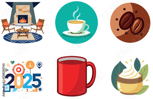 Young Woman Talking. Coffee Bundle. Interview Collection Stickers