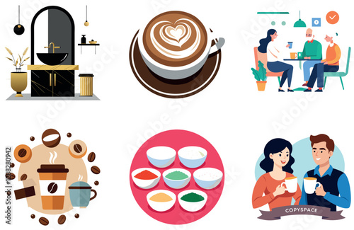 Modern Living Room Coffee Bundle.  Stylish Armchair Collection Stickers