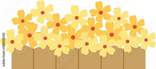 Spring flowerbed icon.
Garden Flower Group.
Spring cute Simple flowers.
Flat stock vector Isolated .
Transparent background.
