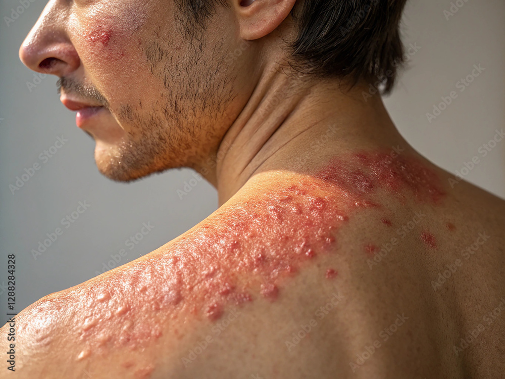 Naklejka premium Shingles Rash on Shoulder Symptoms, Causes, and Treatment
