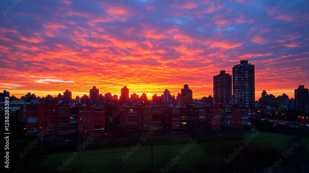Fototapeta premium City Sunrise Colorful Sky