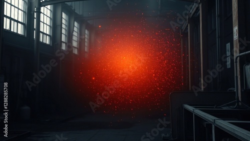 dark room with red and white background