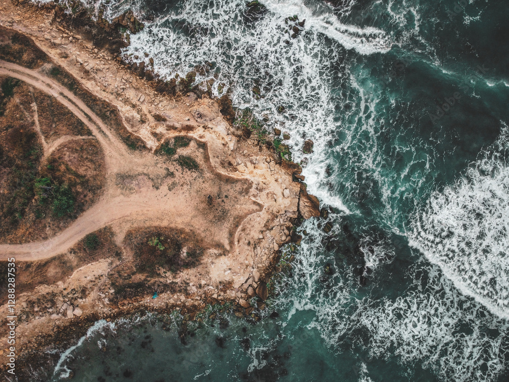 Obraz premium Aerial Drone View Black Sea Coast in Bulgaria