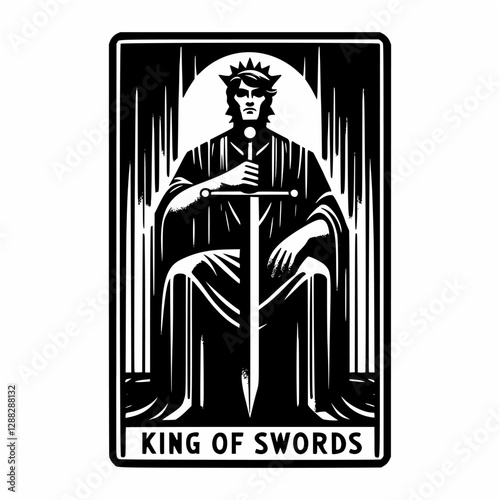 Powerful King of Swords Card Illustration