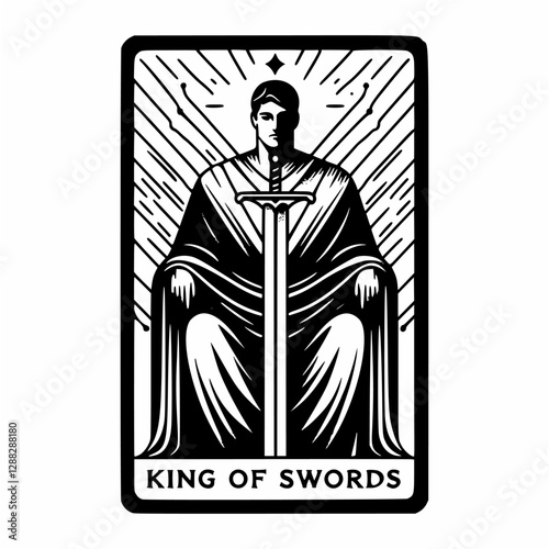 Clean and Simple King of Swords Tarot Card