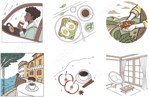 Student Bundle. Coffee Shop Collection Illustrations