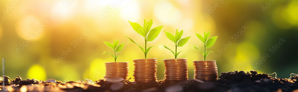 Money growth Saving money. Upper tree coins to shown concept of growing business, growing plants on top, representing financial growth Money growth Saving money. Upper tree coins to shown concept of growing business, growing plants on top, representing financial growth