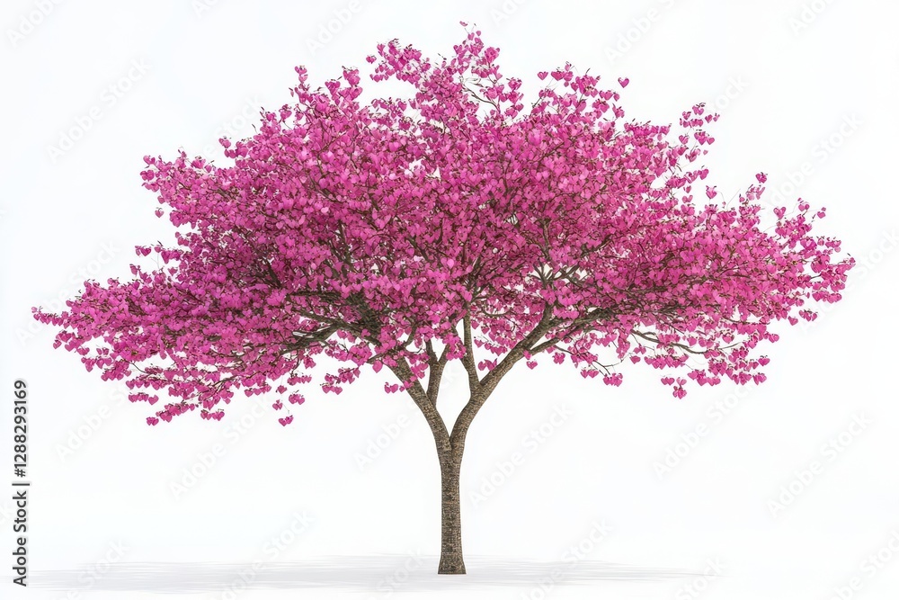redbud tree bursting with pink blooms and heartshaped leaves set against a crisp white backdrop radiating spring renewal and vibrant life redbud tree bursting with pink blooms and heartshaped leaves set against a crisp white backdrop radiating spring renewal and vibrant life