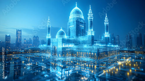 Digital Mosque Cityscape Night photo