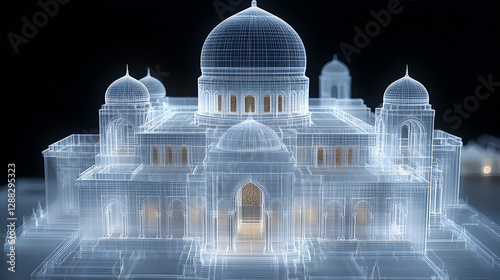 Digital Wireframe Mosque Design