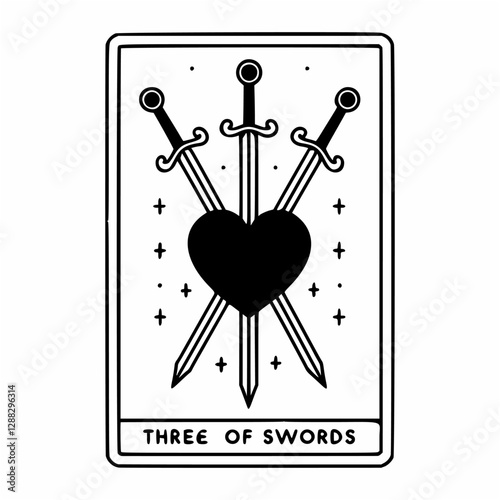 Ornate Hilt Swords in Three of Swords Tarot