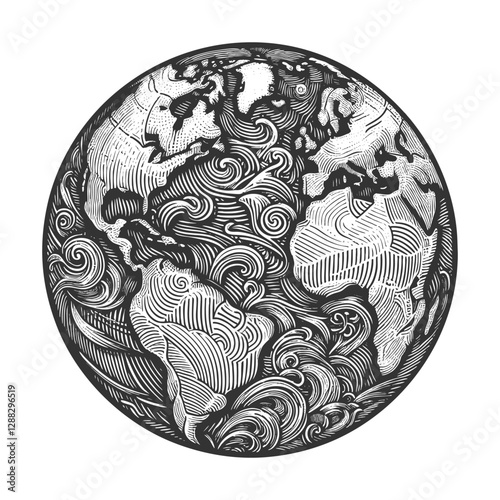 Globe Showing World Map vector illustration