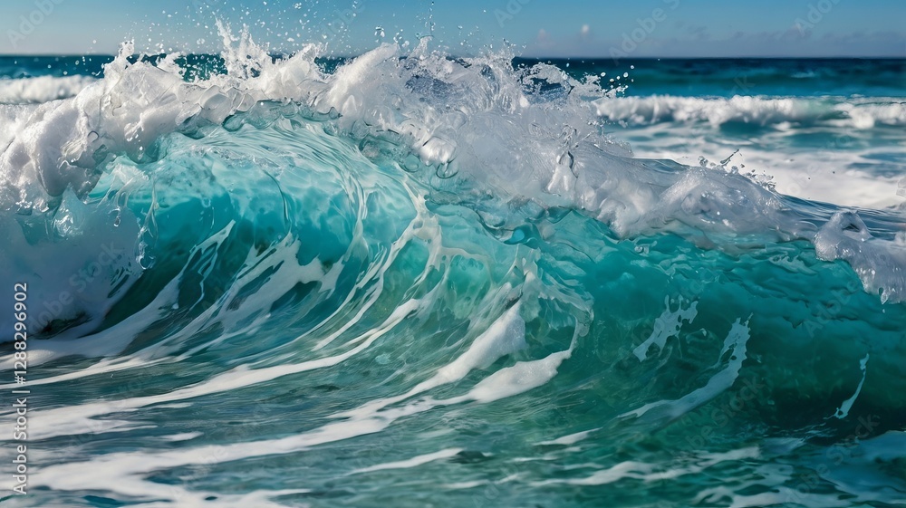 Fototapeta premium Turquoise Ocean Waves with White Foam Patterns