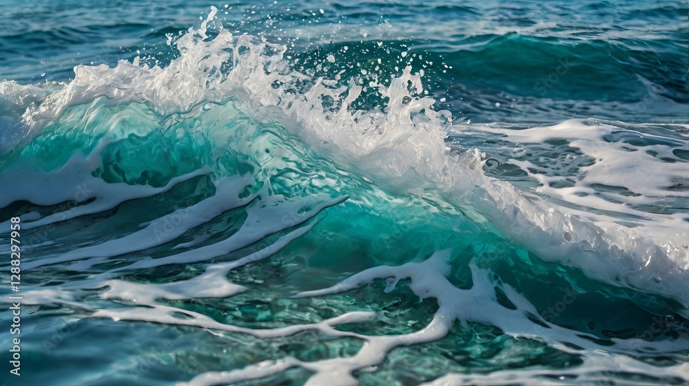 Obraz premium Turquoise Ocean Waves with White Foam Patterns