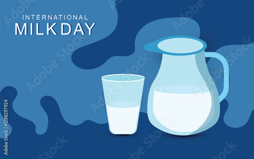 Milk jug and glass vector illustration
