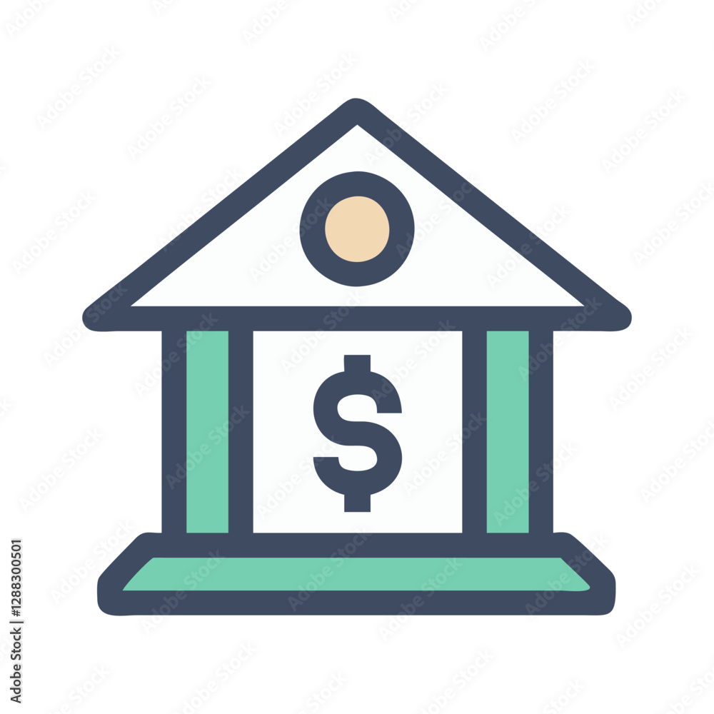 Bank Icon: Financial Institution Graphic Design Bank Icon: Financial Institution Graphic Design