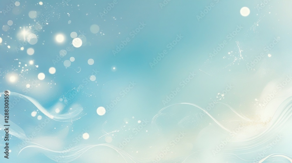 abstract bokeh lights swirling, dancing on a calm light blue background abstract bokeh lights swirling, dancing on a calm light blue background