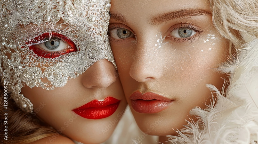Obraz premium Italian carnival celebration in venice a high-energy travel experience masked beauty romantic atmosphere