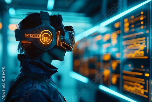 financial inclusion banking financial literacy, a futuristic virtual classroom where holographic financial charts and banking.