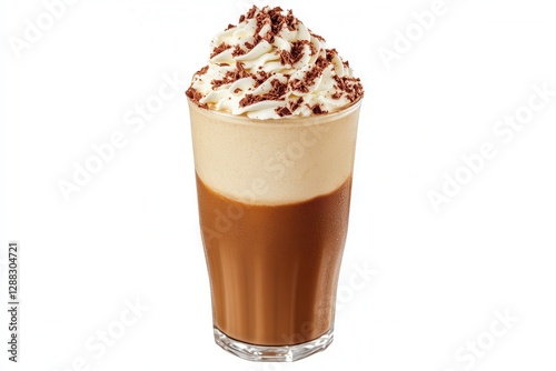 Layered Iced Coffee Drink with Whipped Cream and Chocolate Sprinkles