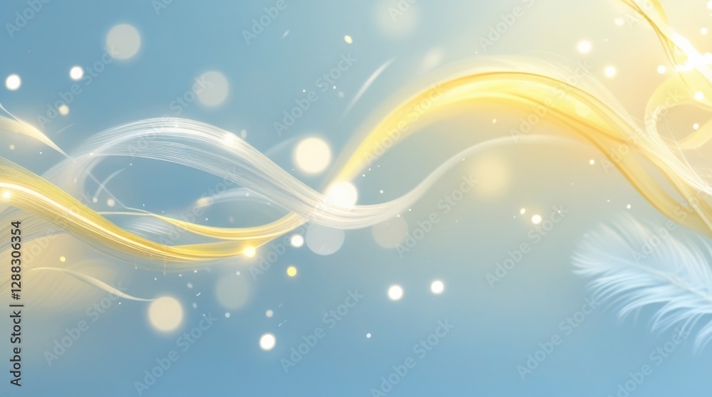 Vibrant abstract bokeh lights dance across a soft, serene light blue background Vibrant abstract bokeh lights dance across a soft, serene light blue background