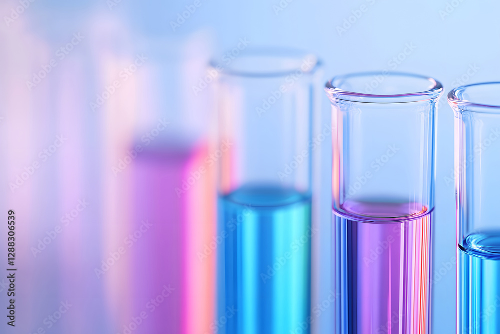 3D rendering of beakers and test tubes in laboratory, medical chemistry experiment concept illustration 3D rendering of beakers and test tubes in laboratory, medical chemistry experiment concept illustration