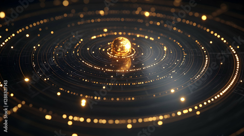Golden Orb in Abstract Circular Design