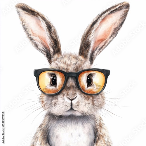 Wallpaper Mural Illustration of a funny rabbit with glasses, hand drawn bunny Torontodigital.ca
