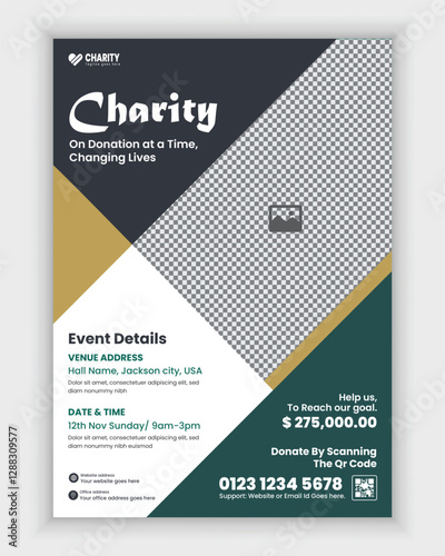 Charity Activities and Donation Event A4 Size Flyer Design Template or Fundraiser Poster Design