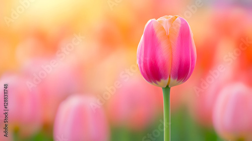 Beautiful tulip bouquet and bokeh background, Thanksgiving Mother's Day concept illustration