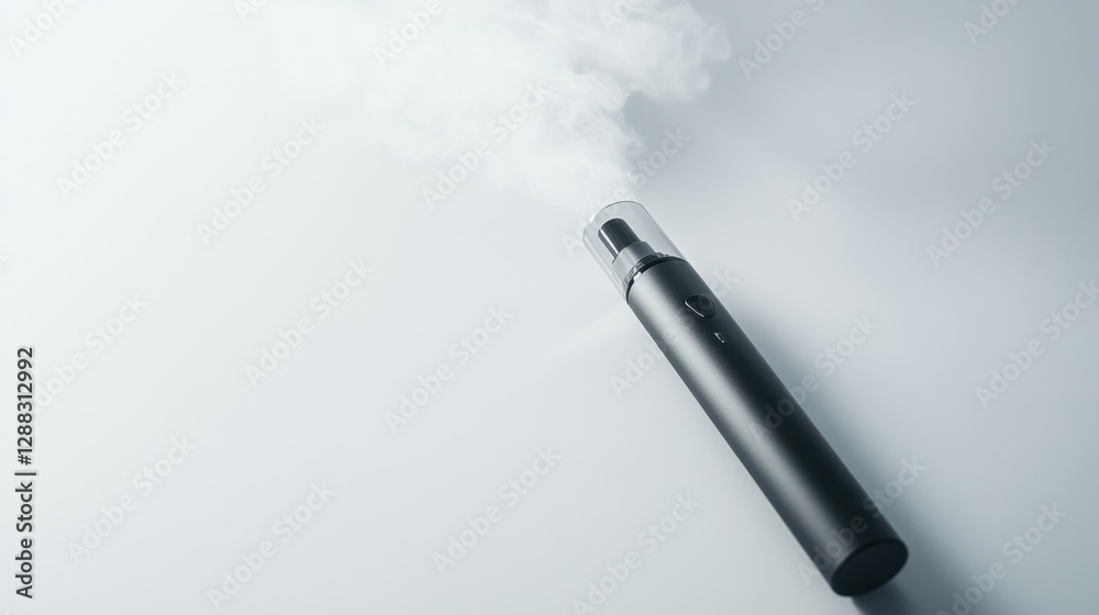 Fototapeta premium A vaping device on a white surface with soft shadows. Featuring modern design and smooth vapor