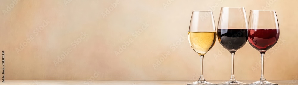 Elegant Wine Tasting Setup with Fine Glasses and Varied Colors Elegant Wine Tasting Setup with Fine Glasses and Varied Colors