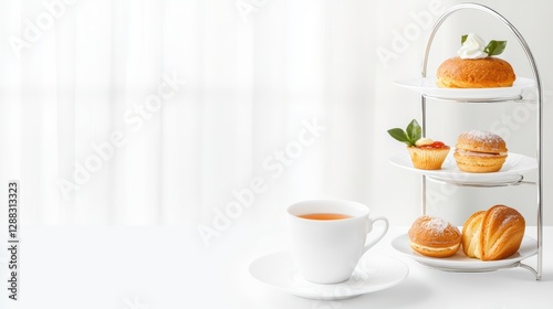 Wallpaper Mural Elegant High Tea Setup with Delicate Pastries and Tea Cup Torontodigital.ca