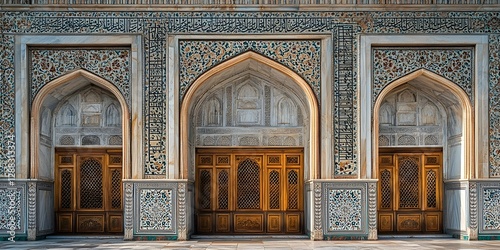 Dramatic Architectural Details of the Iconic Taj Mahal Mausoleum in Agra India