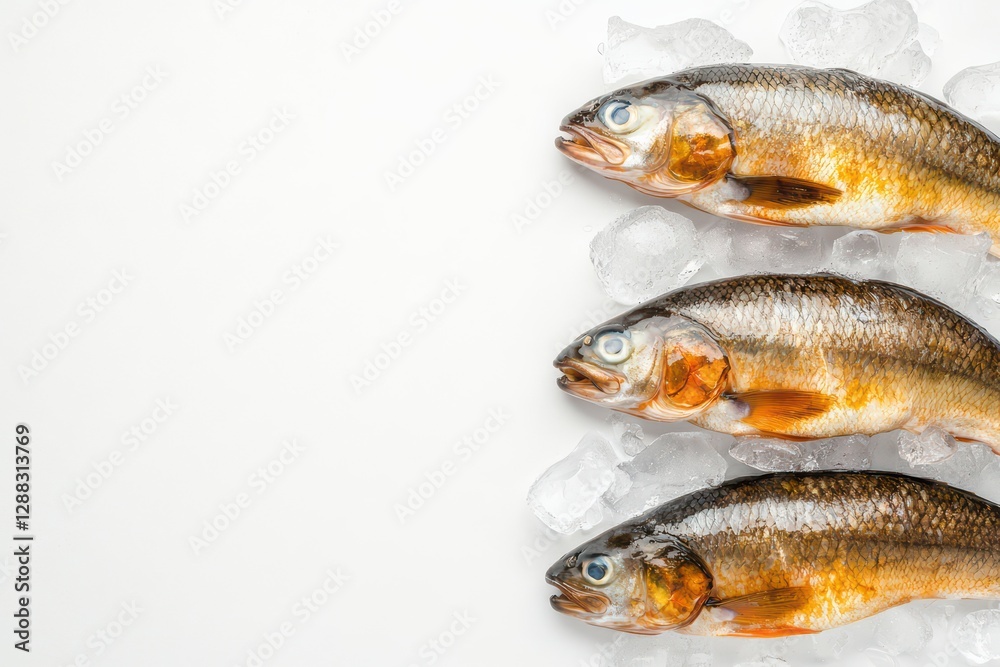 Fresh Premium Seafood Display on Ice for Culinary Presentation Fresh Premium Seafood Display on Ice for Culinary Presentation