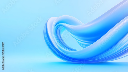 Abstract light blue background, transparent gradient stained glass background 3D rendering
