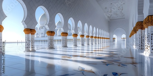 Majestic Architectural Detail of Sheikh Zayed Mosque s Ornate Exterior in Abu Dhabi UAE photo