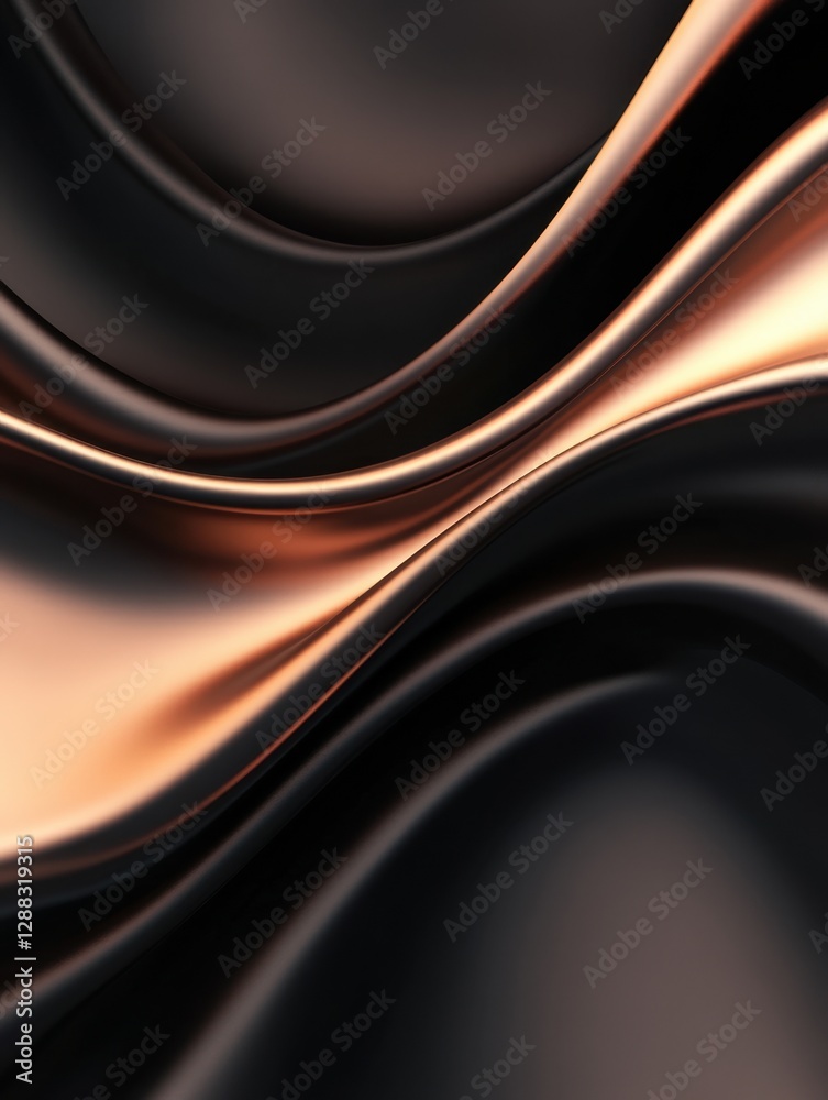 Obraz premium Elegant abstract waves of dark and copper tones create a luxurious and flowing visual texture