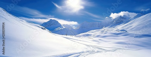 Wallpaper Mural Winter adventure in the majestic swiss alps scenic landscape photography bright blue sky serene snow-covered mountains Torontodigital.ca
