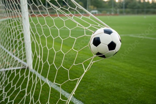 Soccer Ball Caught in Goal Net