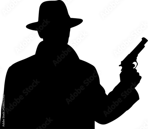 Silhouette of a man with a gun