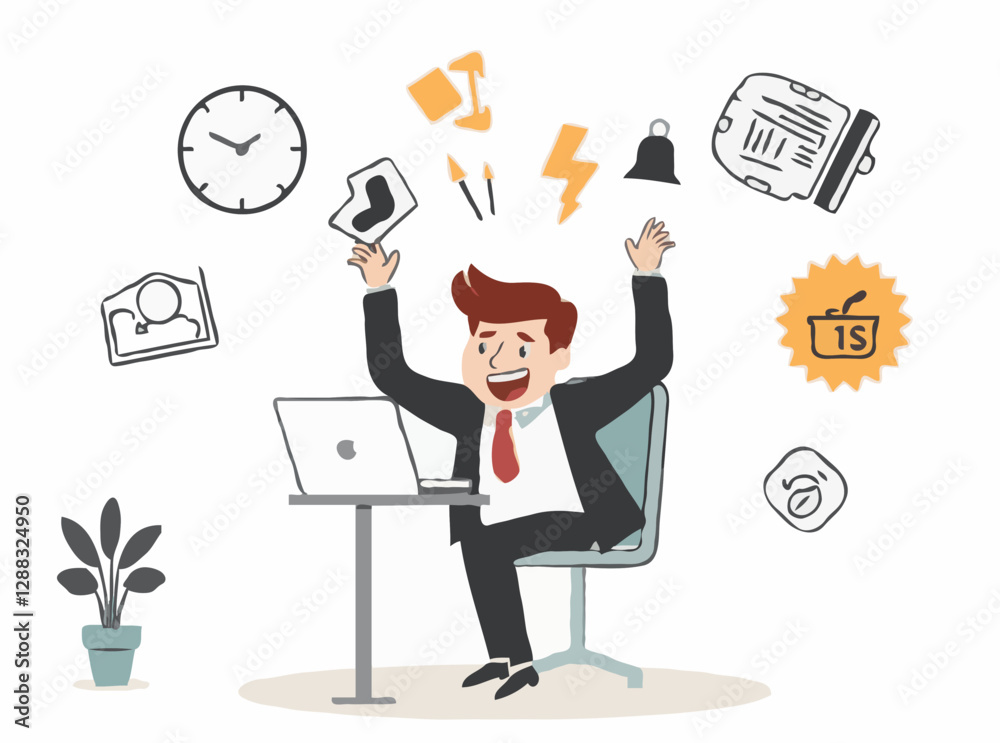 Juggling Work and Life: Stress Management Vector Graphic Juggling Work and Life: Stress Management Vector Graphic