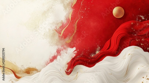 Ethereal Abstraction: A vibrant fusion of textures and hues evokes a sense of dynamic artistry with flowing, fluid forms and celestial elements in a visually rich composition. 