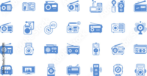 radio icon in different style vector illustration. two colored and black radio vector icons designed in filled, outline, line and stroke style can be used for web, mobile, ui