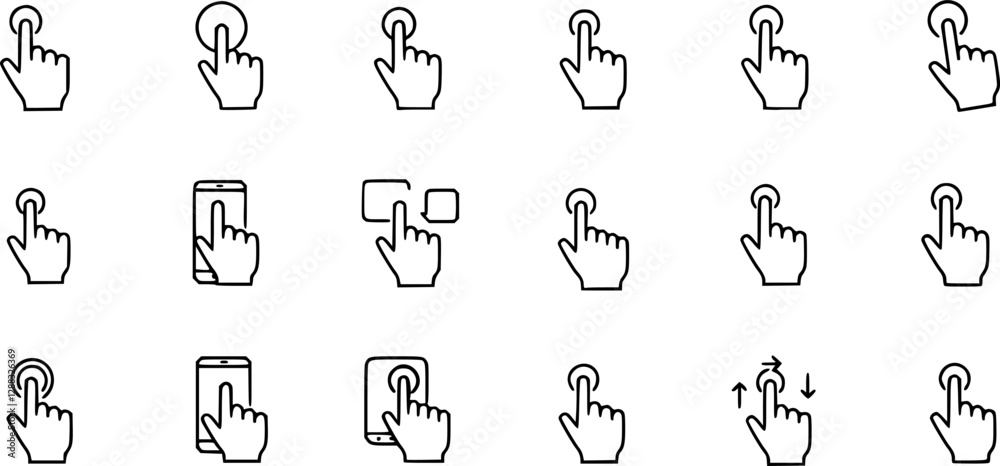 touchscreen icon in different style vector illustration. two colored and black touchscreen vector icons designed in filled, outline, line and stroke style can be used for web, mobile, ui touchscreen icon in different style vector illustration. two colored and black touchscreen vector icons designed in filled, outline, line and stroke style can be used for web, mobile, ui