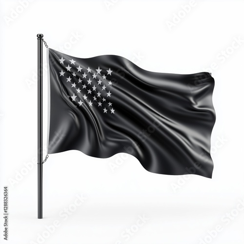 Black American flag, no stripes, on a white background.