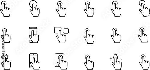 touchscreen icon in different style vector illustration. two colored and black touchscreen vector icons designed in filled, outline, line and stroke style can be used for web, mobile, ui